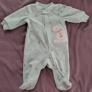 Carter's Soft Blue Starry Polar Bear Footie